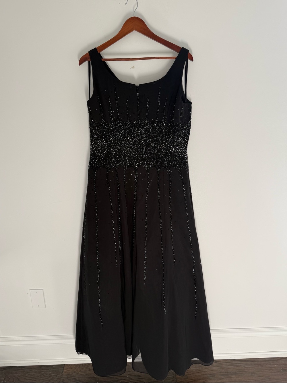 Boutique Black Beaded Formal Gown Maxi Dress Size L